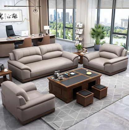 Leather latex office sofa, piano key combination sofa
