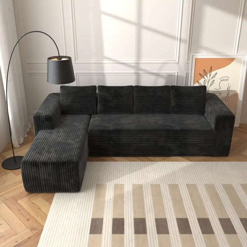 L-Shaped Cloud Sectional Sofa, Modern Modular Couch with Deep Seat, Upholstered Furniture for Living Room Bedroom, No Assembly