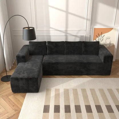 L-Shaped Cloud Sectional Sofa, Modern Modular Couch with Deep Seat, Upholstered Furniture for Living Room Bedroom, No Assembly