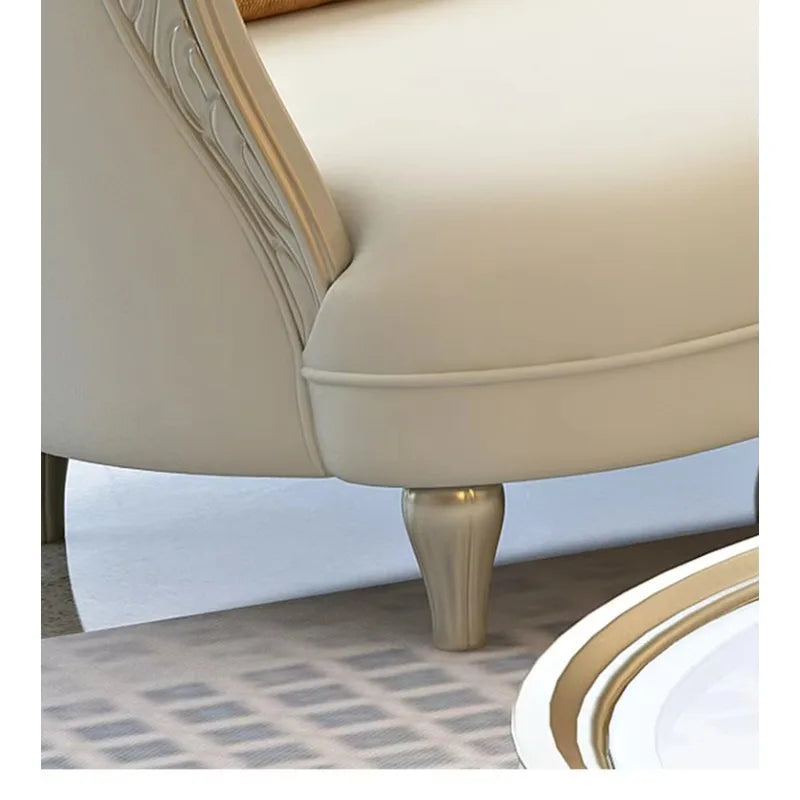 Solid wood sofa combination large villa sofa cream style living room combination sofa