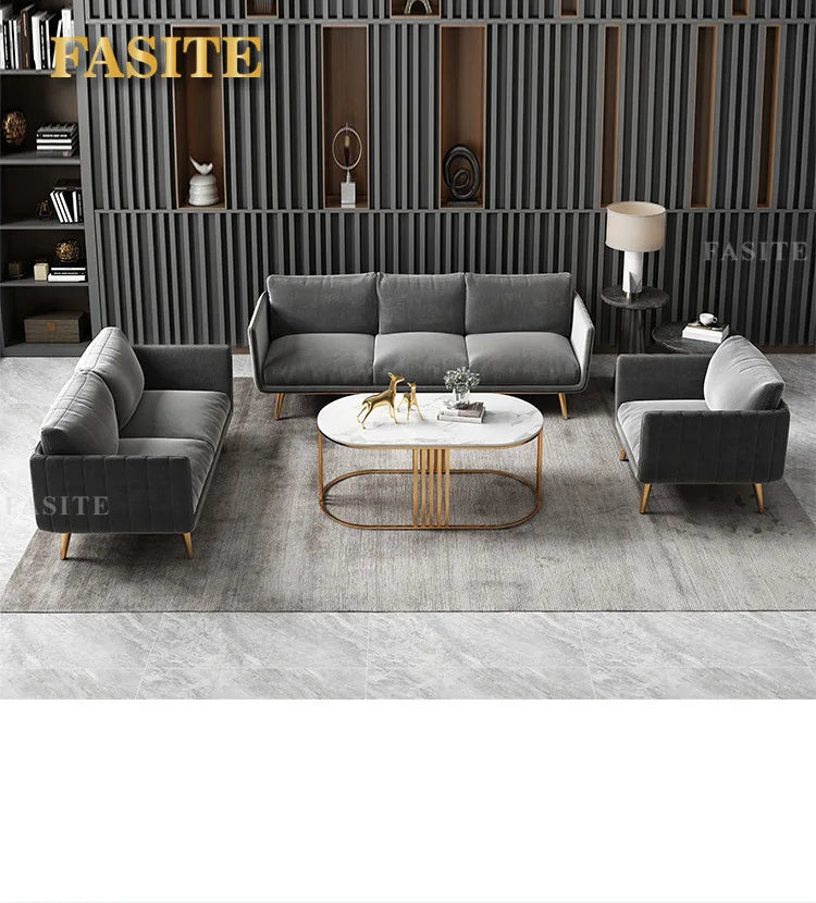 Office sofa Simple modern coffee table combination set Reception room Business meeting three-person sitting area sofa