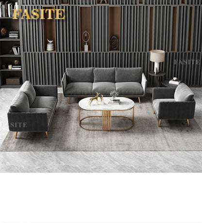 Office sofa Simple modern coffee table combination set Reception room Business meeting three-person sitting area sofa