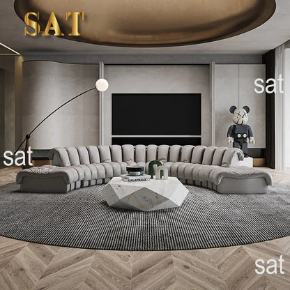 Artistic High End White Leather De Sede DS 600 Snake Sofa Curved Modular Sectional Sofa Round Water Proof Couch Set