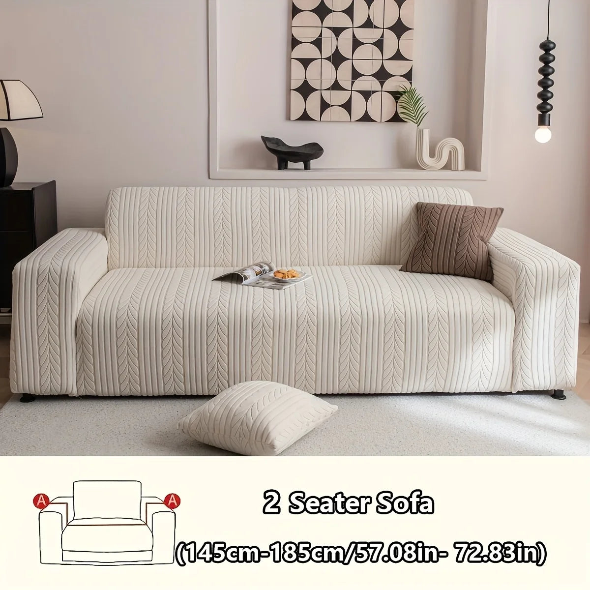 Washable Sofa Cover, Elastic 1pc Striped Sofa Cover | Anti-Scratch & Non-Slip Couch Protector for All Seasons