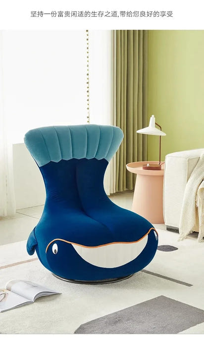 Whale Lazy Sofa Leisure Chair Flannel Rotatable Cute Shark Sofa Single Seat Chair