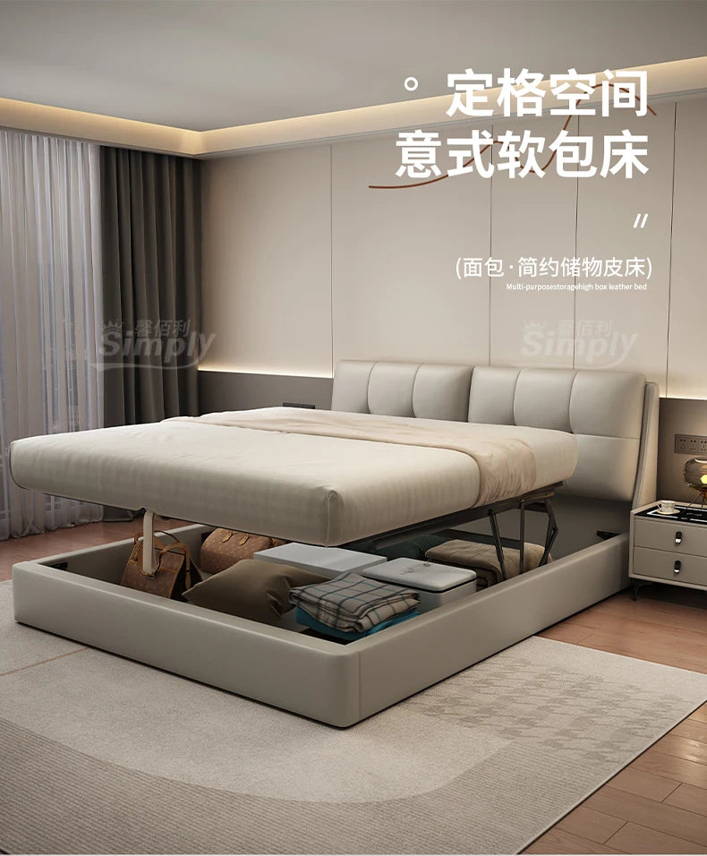 Queen Storage Bed Bedroom King Size Double Modern Frame Bed Headboard Luxury Sleeping Camas De Dormitorio Home Accessories