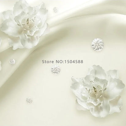 Photo Wallpaper European Style 3D Stereo Relief White Flowers Silk Wallpaper Hotel Living Room Interior Luxury Home Decor Murals
