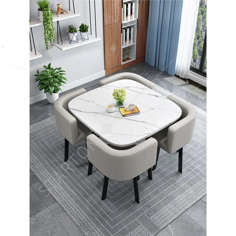 home dining table, Modern simple dining table, apartment rental room, leisure negotiation, reception table and chair combination
