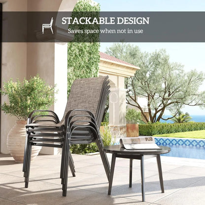 Outdoor Dining Chairs Set of 4, Stackable Patio Dining Chairs, High Back Outdoor Patio Chairs with Breathable Mesh Seat