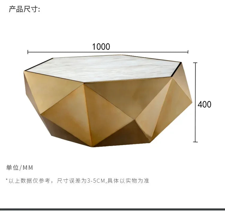 Light luxury modern minimalist special-shaped stainless steel diamond coffee table living room home Italian sofa natural