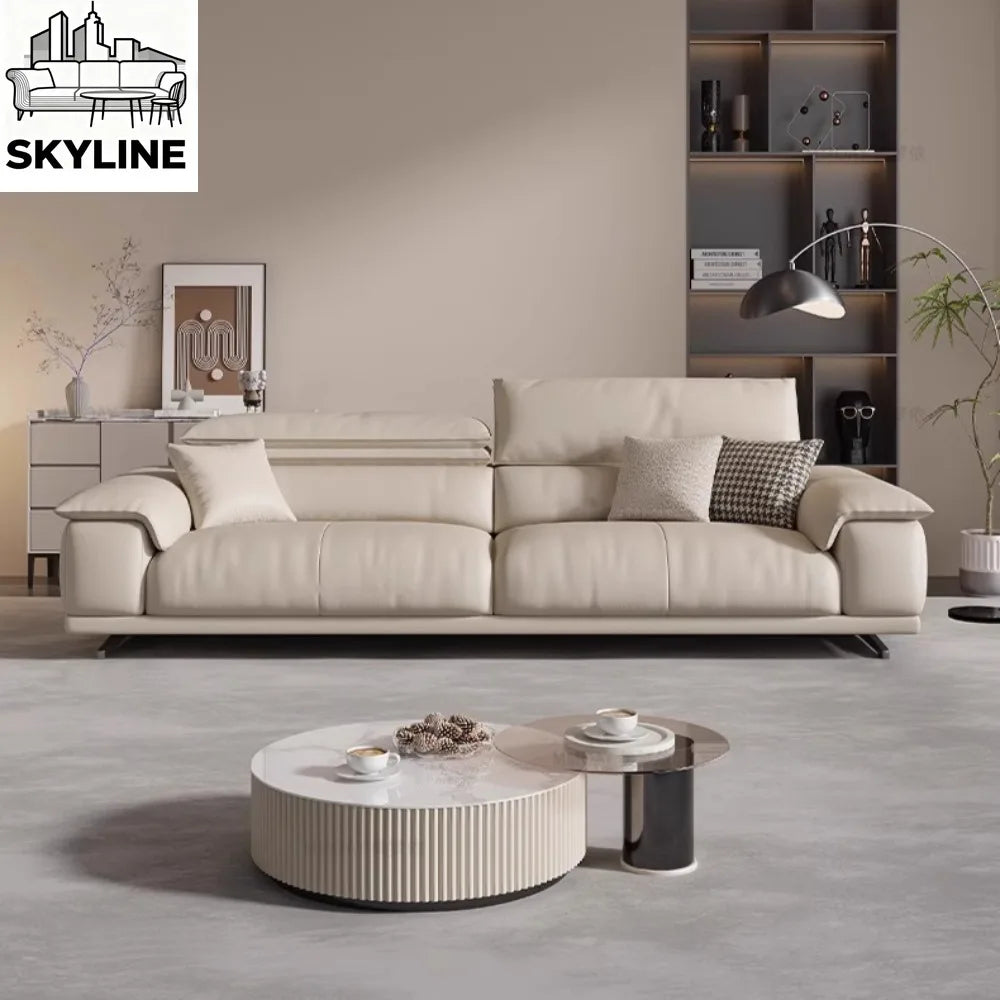 Genuine Leather Italian Living Room Sofa Luxury Lounge Designer Minimalist Sofas Modern Family Muebles Furniture Decoration