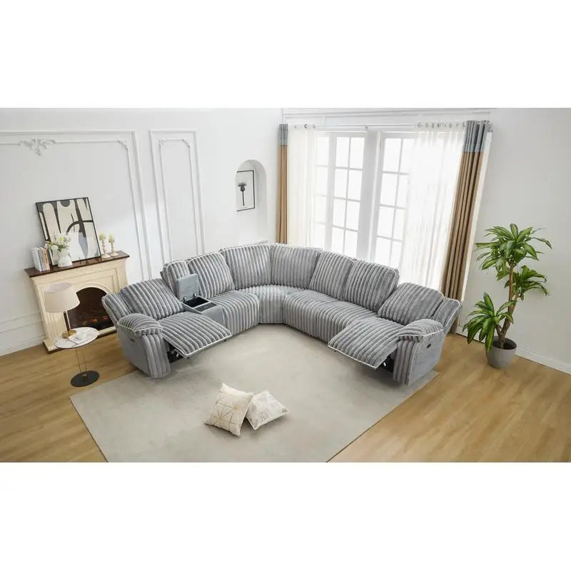 Grey Power Reclining Sectional Sofa Couch - Ultimate Comfort and Style for Your Living Room