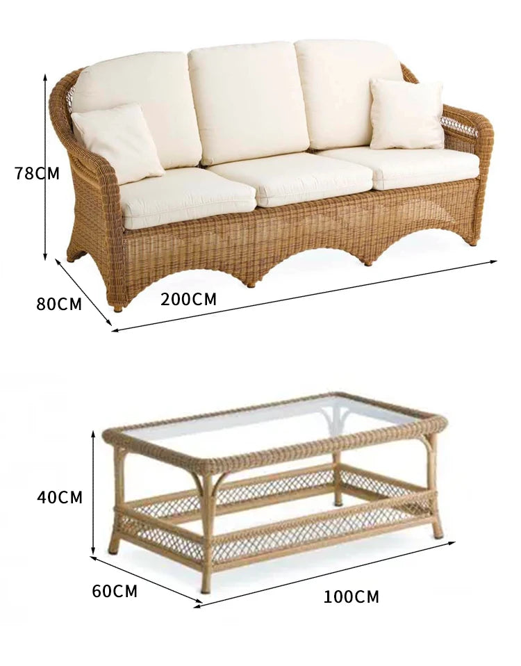 Zz outdoor sofa courtyard leisure hotel outdoor terrace garden balcony rattan chair sofa combination