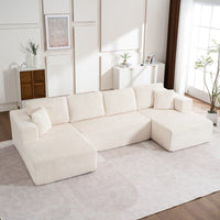Living Room Boneless Modular Sofa, Corduroy Fabric, Modern U-shaped Leisure Sofa, High-density Sponge, No Assembly, for Home