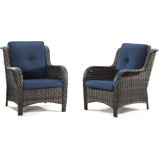 Outdoor Wicker Chair Rattan Patio Dining Chairs PE Wicker Patio Chairs with Seat Cushions