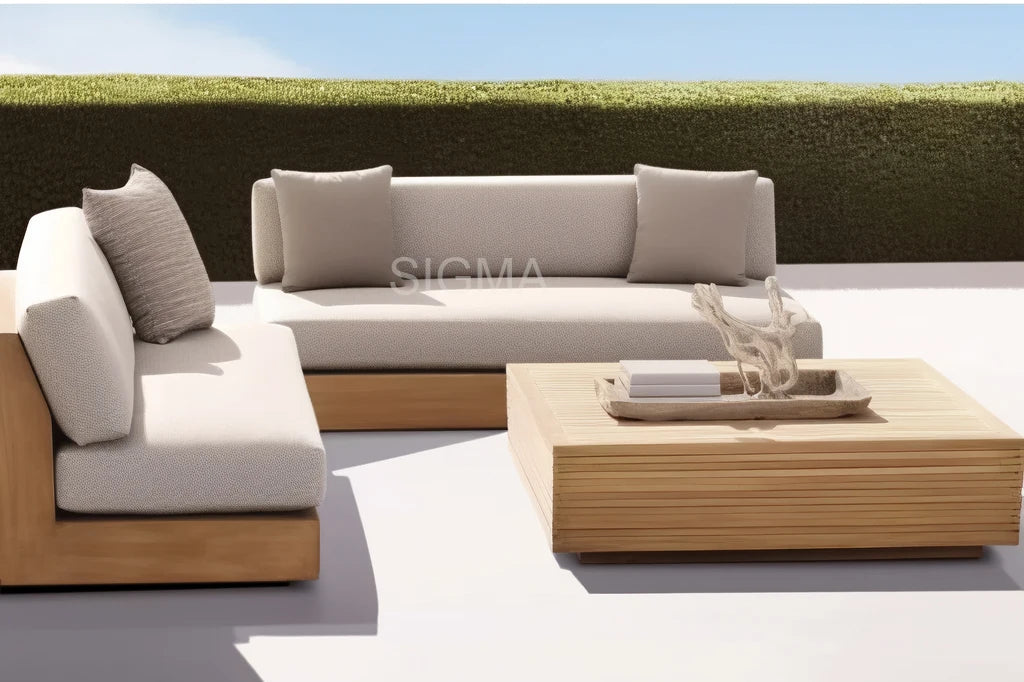 Durable Modern Teak Farmhouse Outdoor Garden Sofa Set Waterproof 2-Year Warranty Eco-Friendly Comfortable Solid Wood