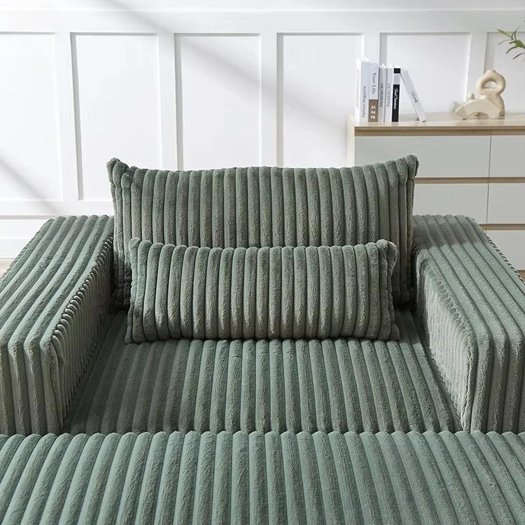 Modern Luxury New Striped Velvet Fabric Single Seat Compression Sofa with Ottoman Space-Saving for Living Room Bedroom