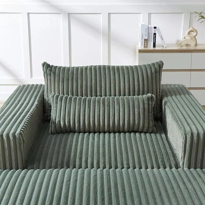 Modern Luxury New Striped Velvet Fabric Single Seat Compression Sofa with Ottoman Space-Saving for Living Room Bedroom