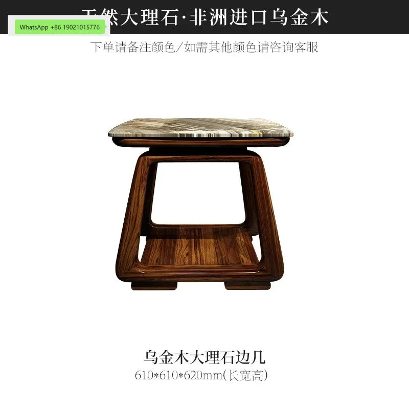 A71Chinese ebony leather sofa modern simple solid wood villa living room leather sofa