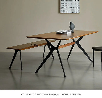 Japanese-style wabi-sabi wind all-solid wood bench light luxury household dining table living room shoe changing stool