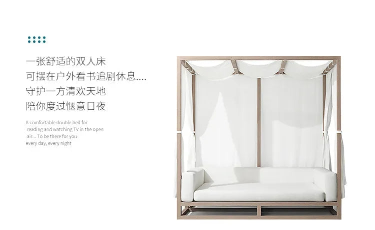 Nordic outdoor double sofa high-end teak villa hotel courtyard garden