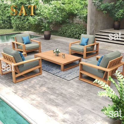 For Outdoor teak sofa set Modern simple weatherproof fabric Waterproof open-air villa courtyard garden furniture