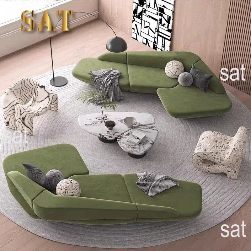 Curved Sofa Reception Modern Designer High Quality Room Decor Living Room Sofas Relaxing Leisure Salon Muebles Furnitur