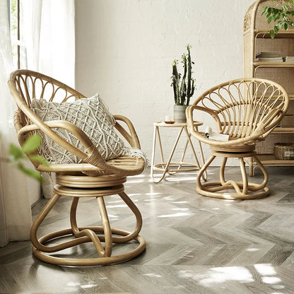 Nordic rattan swivel chair modern simple casual rattan natural rattan homestay balcony sofa  lazy bamboo
