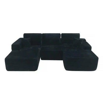 105.7" U-Shaped Modular Sectional Couch, Modern Deep Seat Sofa for Living Room or Bedroom, No Assembly Needed, Plush Fabric,