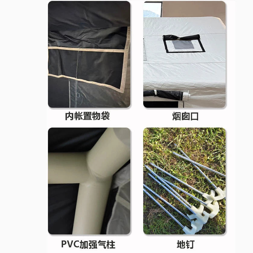 New 8㎡ 420D Oxford Fabric Marquee for Use Outdoor Camping Inflatable Snow-White Tent—Windproof Waterproof No-Peg-Required