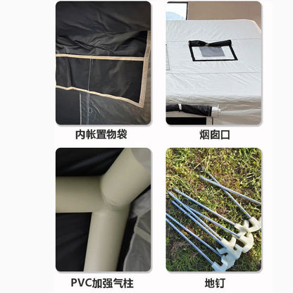 New 8㎡ 420D Oxford Fabric Marquee for Use Outdoor Camping Inflatable Snow-White Tent—Windproof Waterproof No-Peg-Required