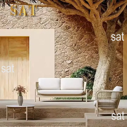 Hot Sales Teak Wood Rope Sofa Set For Home And Outdoor For Living Room Courtyard Hotel Villa Farmhouse
