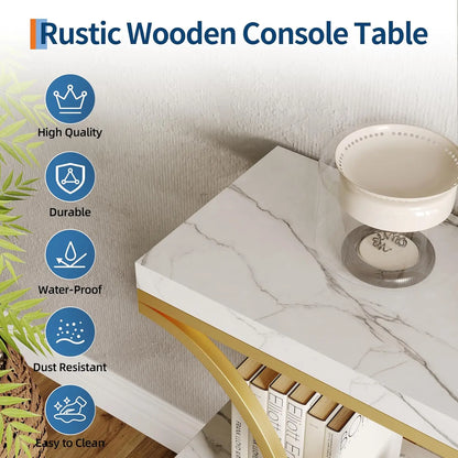 39" Narrow Console Tables for Entryway, Industrial 3-Tier Sofa Table with Metal Frame and Storage Shelves for Living Room,Foyer