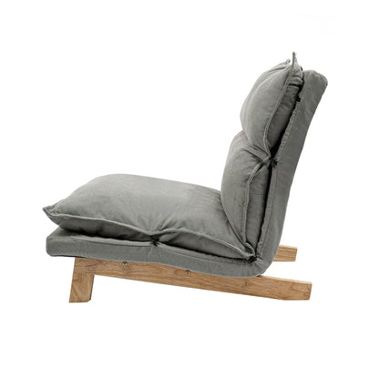 Lounge Chair, Single Lazy Sofa with Ottoman, Leisure Balcony Adjustable Recliner, 5-Position Adjustable Backrest, 330 lbs Capacity, Grey Cotton Linen + Sponge + Solid Wood + Steel