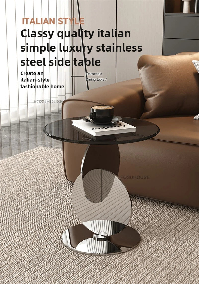 Nordic Light Luxury Coffee Tables Glass Side Table Designer Stainless Steel Corner Table Home Furniture Living Room Coffee Table