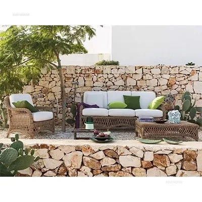 Outdoor PE Rattan Garden Chairs Balcony Courtyard Garden Waterproof Sofa Chairs Outdoor Terrace Leisure Chair Outdoor Furniture