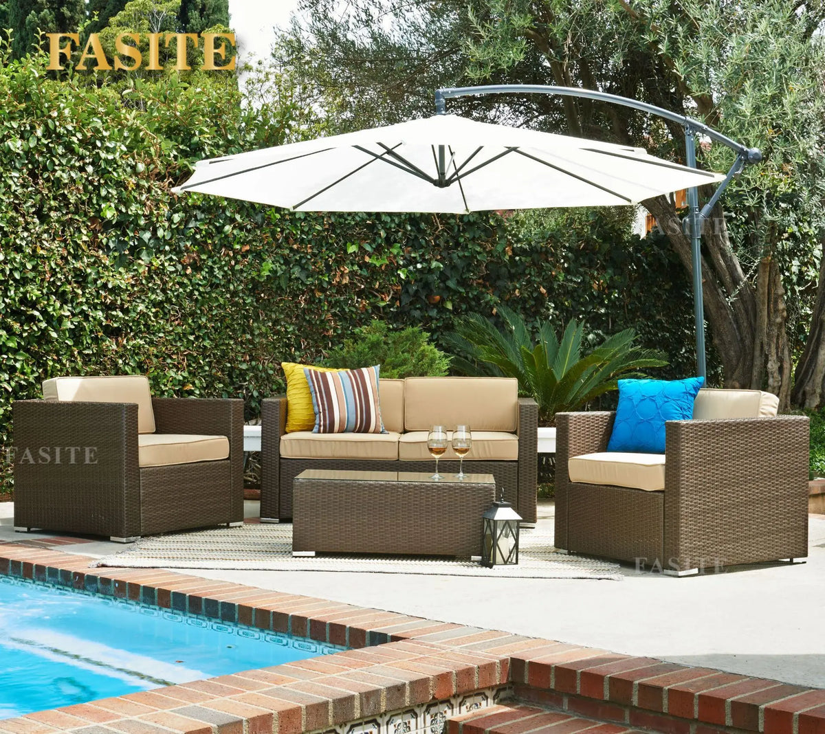 Outdoor rattan sofa combination U-shaped corner courtyard garden balcony hotel