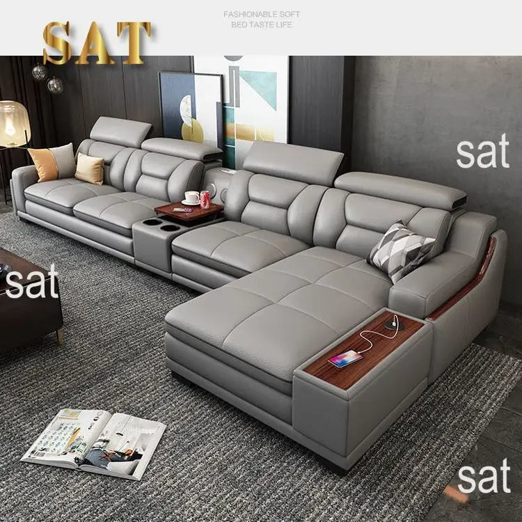 Wholesale Furniture Supplier Luxury Sofa Set Living Room Furniture Modern Design Leather Sectional L Shaped Sofa