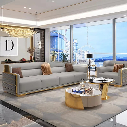 Modern Chesterfield Villa Sofa Royal Living Room Sofas Leather Full Set of Couches Decor Home Sofa Living Room Luxury Furniture