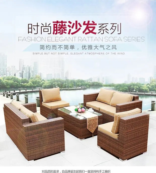 Outdoor Open-air Garden Sofas Hotel Backrest Modern Leisure Garden Sofas Balcony Pe Rattan Furniture Sofá Do Jardim MHHYSF