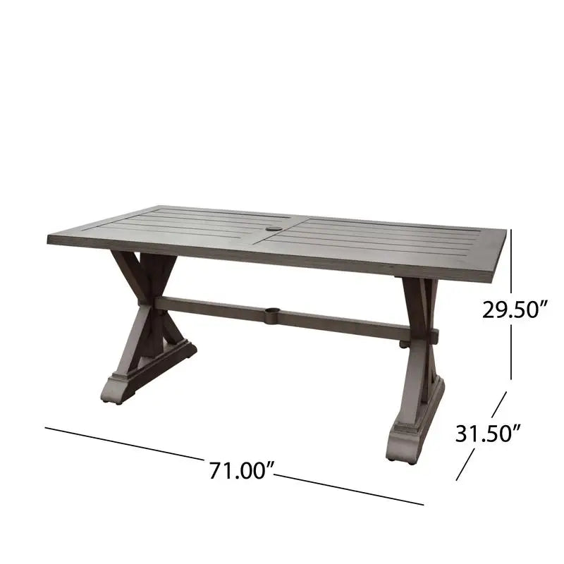 Modern Aluminum Dining Table, Dark Gray Outdoor Furniture, Sleek Design for Patio and Garden, Weather-Resistant, Ideal for