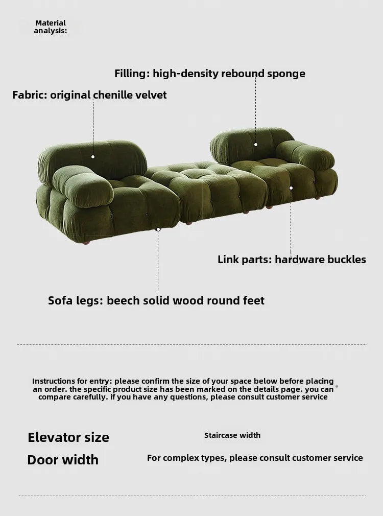 Modern Modular Fabric Sectional Sofa for Small Living Rooms
