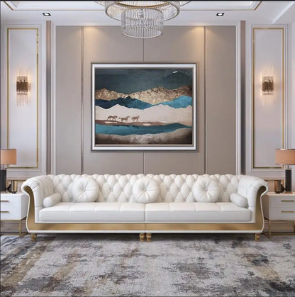 Hot Sales New Designed U Shaped Modern Luxury Top Leather Living Room Sofas Button Tufted Upholstered Sofa Set for Home Villa