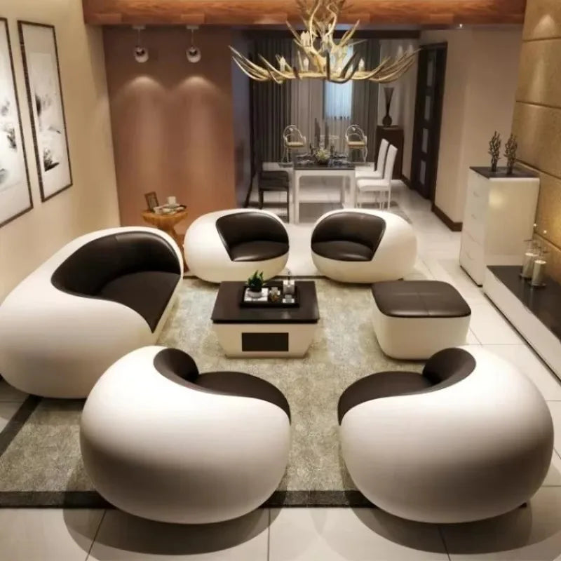 Cute Luxury Nordic Sofa Set – Soft Lazy Loveseat & Modern Lounge Puffs