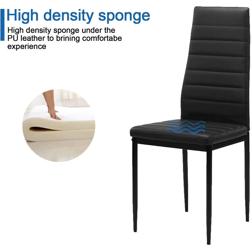 White Modern PU Dining Chairs Set of 4 - Waterproof Fabric, Silver Chrome Legs, Compact Design for Kitchen and Dining Area