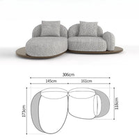Log Style Furniture Modern Simple Modern Morocco Fabric Sectional Sofas