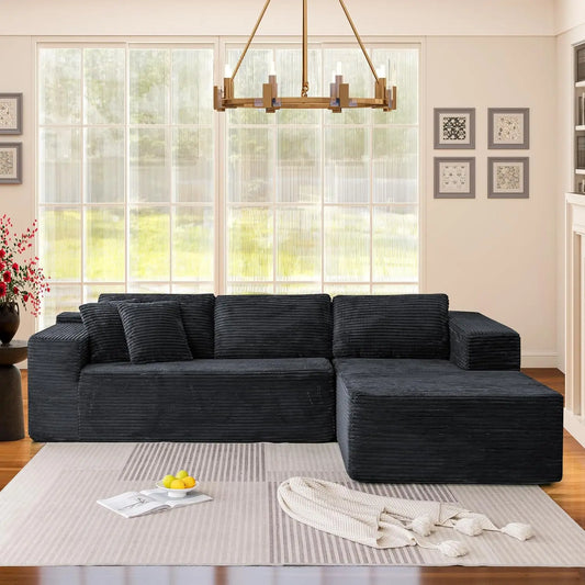 106" Cloud Sectional Couch with Chaise Lounge, L-Shape Modular Sectional Boneless Sofa with Deep Seat, Upholstered Couches for L