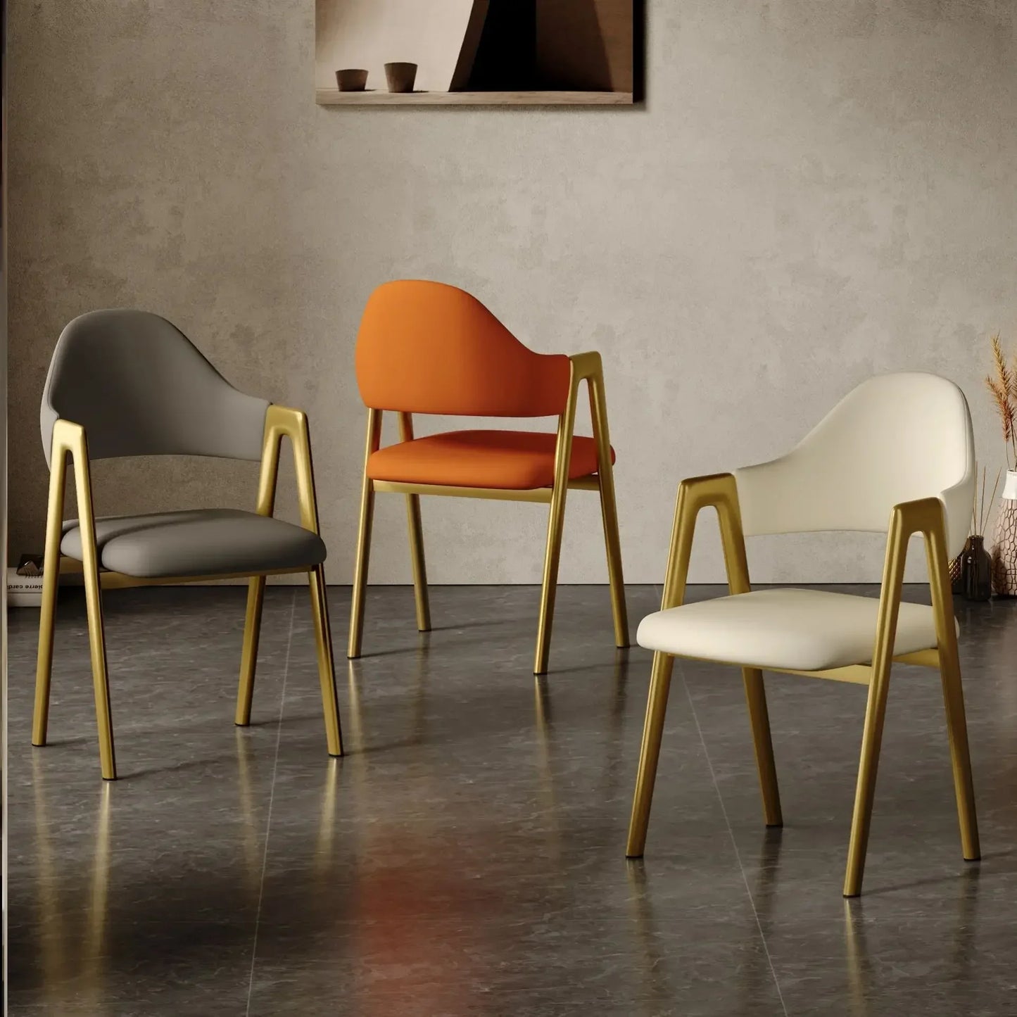 Room Dresser Dining Chairs Home Mid Century Modern Furniture Metal Skeleton Armchair Simple Makeup Armchair Kitchen Furniture