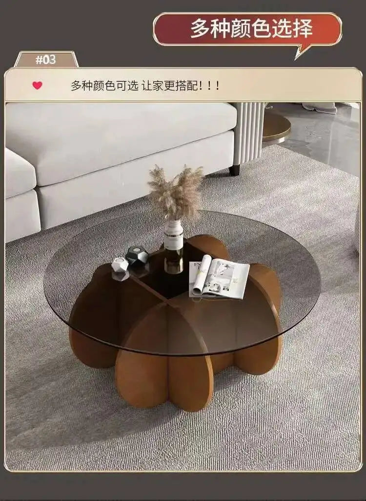 Table basse ronde en verre trempé résistant aux hautes températures, style luxe léger et créatif, stable, pour salon et maison