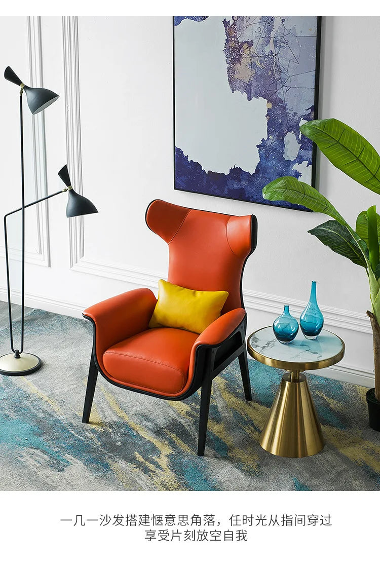 Nordic single sofa chair modern simple study balcony lazy Internet celebrity live leisure chair solid wood tiger chair